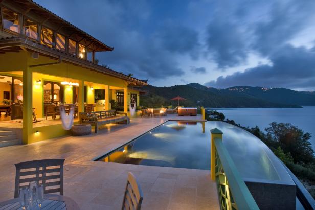 Pool at Night: Balinese-Inspired Villa in Tortola, British Virgin Islands Pool at Night: Balinese-Inspired Villa in Tortola, British Virgin Islands