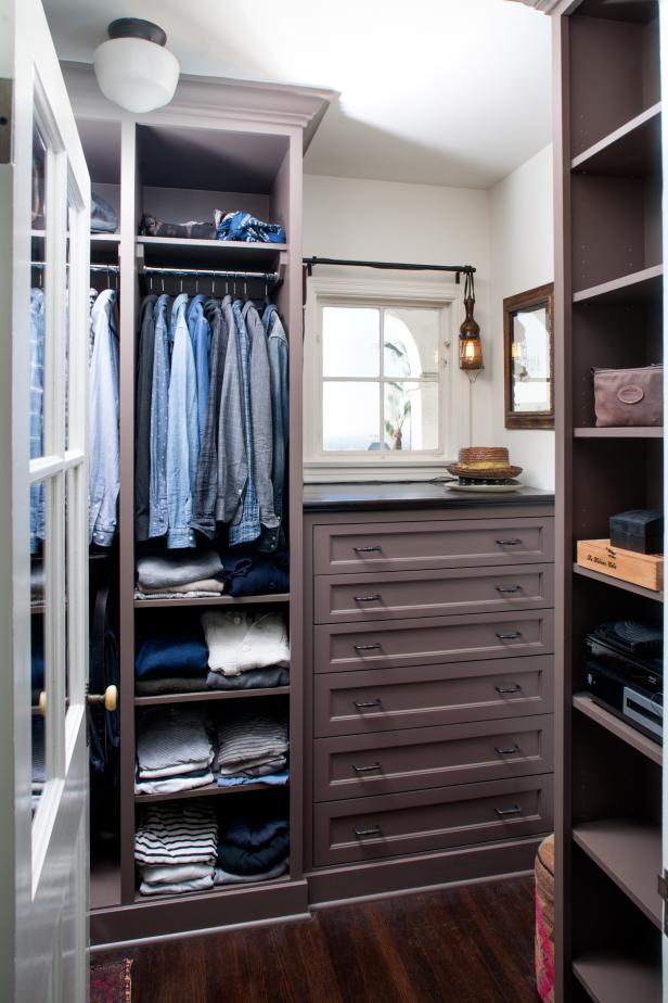 Men's Walk In Closet With Drawers, Shelving and Hanging Space Men's Walk In Closet With Drawers, Shelving and Hanging Space