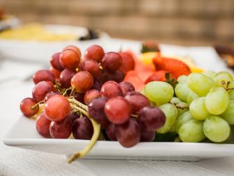 Red and Green Grapes on Fruit Plate 
