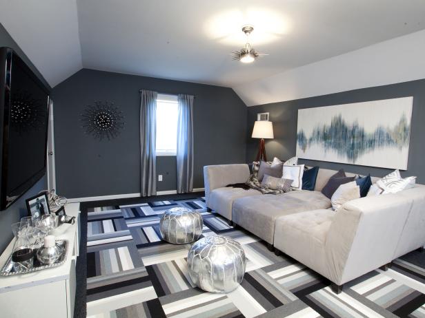 Modern Black, White and Gray Home Theater Modern Black, White and Gray Home Theater