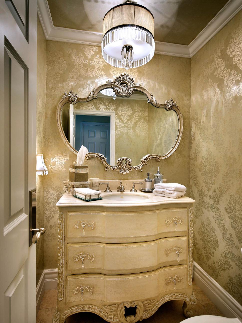 Traditional Gold Powder Room