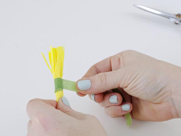 Wrap the fringe around the wire, and secure with floral tape.
