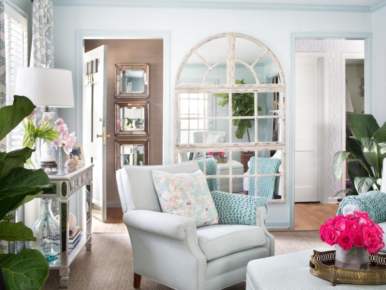Pale blue and white create an airy look.