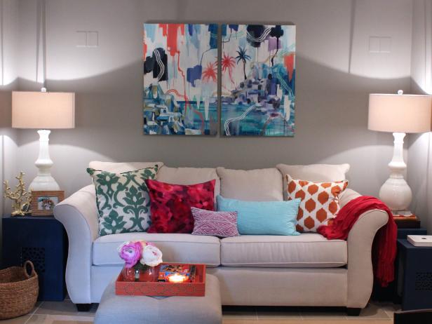 Beach painting in Tropical Inspired Living Room Beach painting in Tropical Inspired Living Room