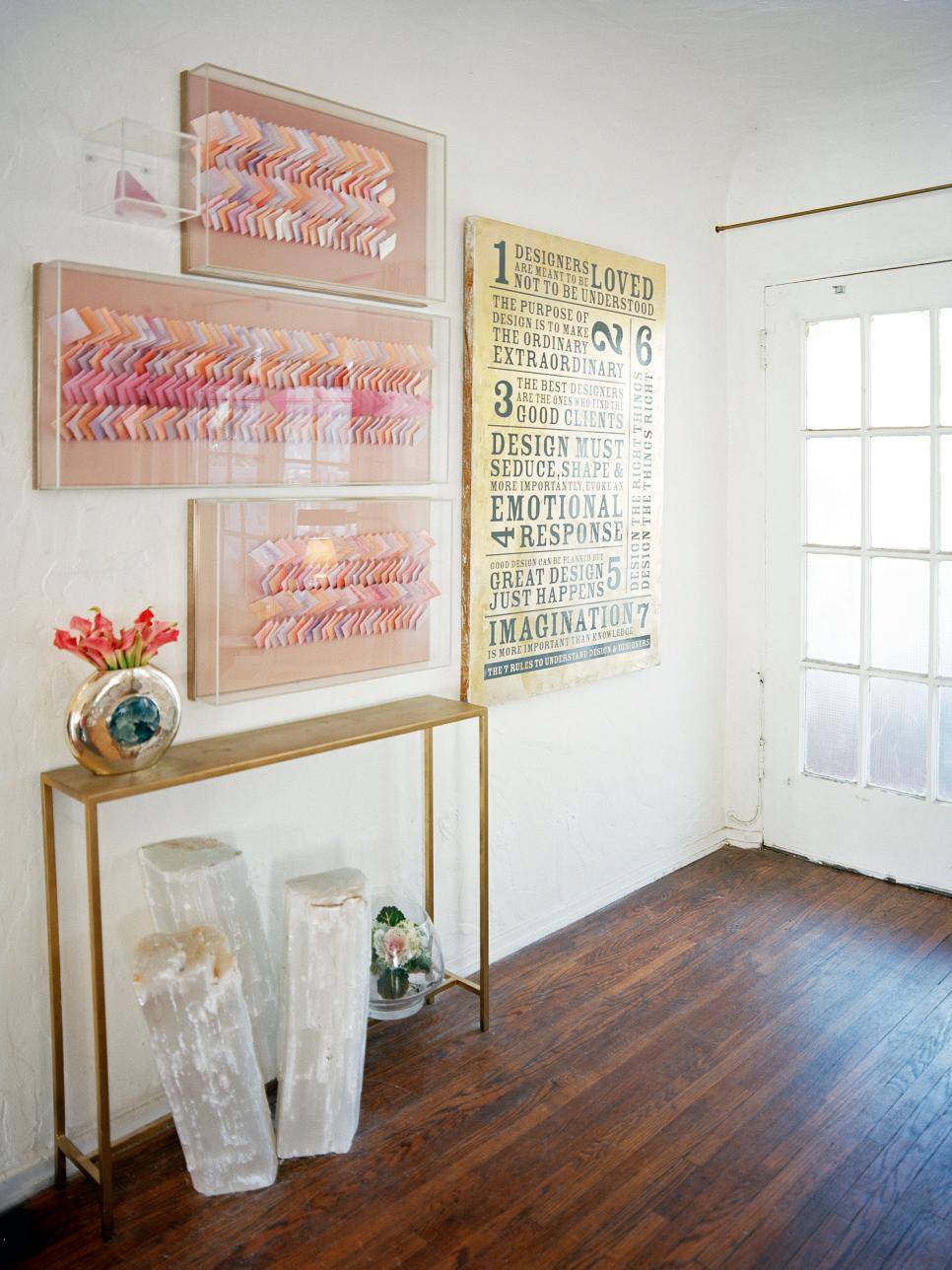White Hallway With Contemporary Art Display Contemporary Art Display in Hallway