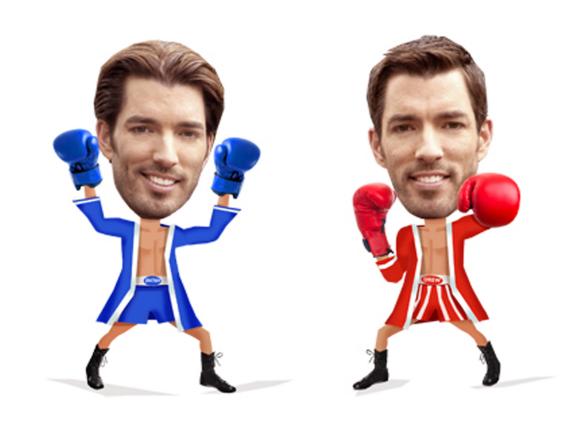 Cartoon of Jonathan and Drew Scott as Boxers
