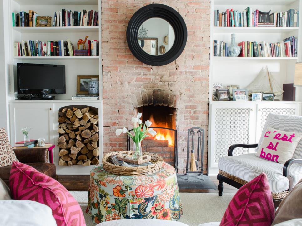 Eclectic Living Room With Pink Accents