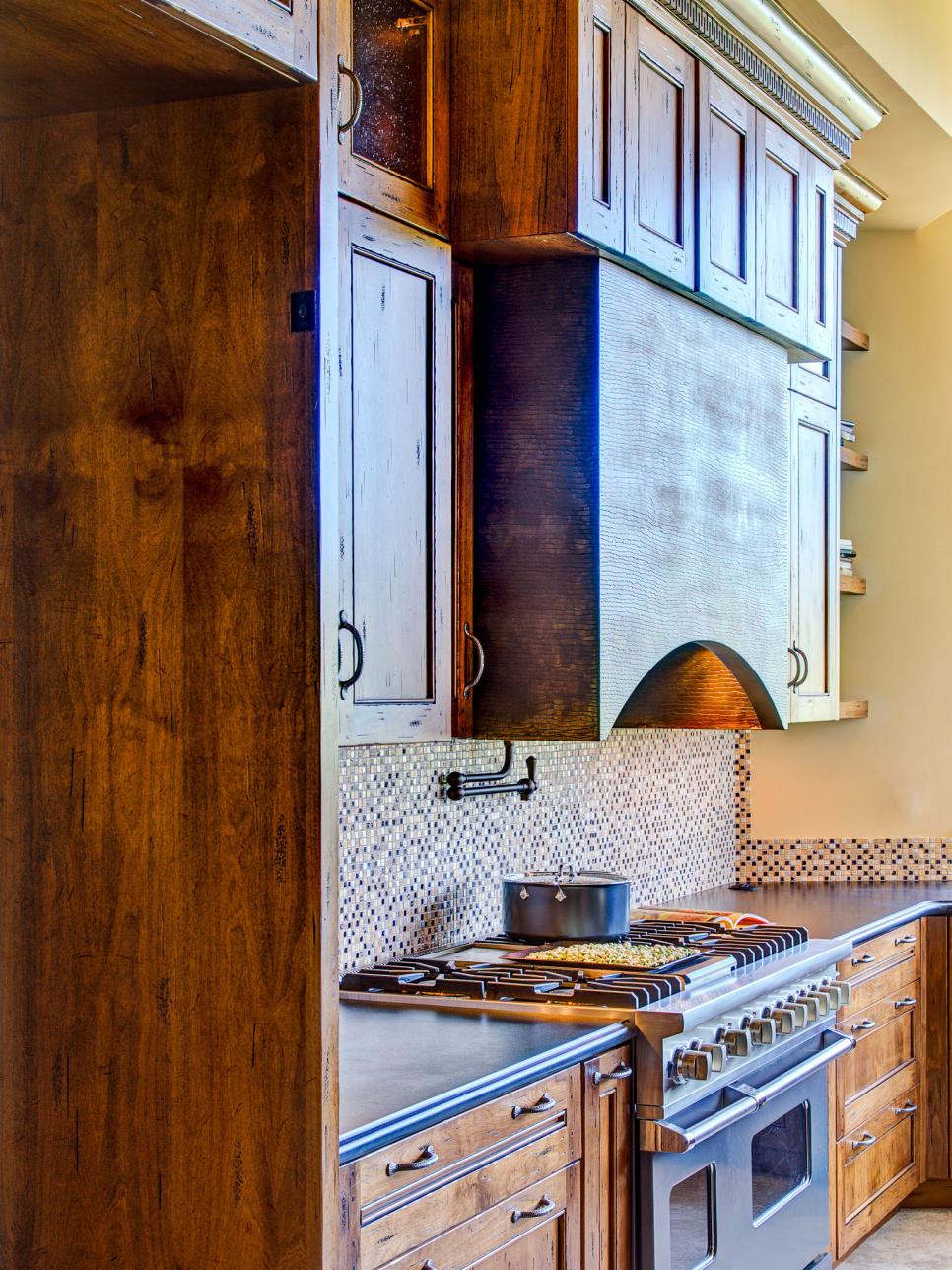 Southwestern Kitchen With Mosaic Tile Backsplash