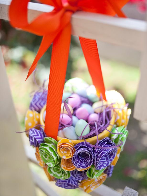 Paper Flower Easter Basket Paper Flower Easter Basket