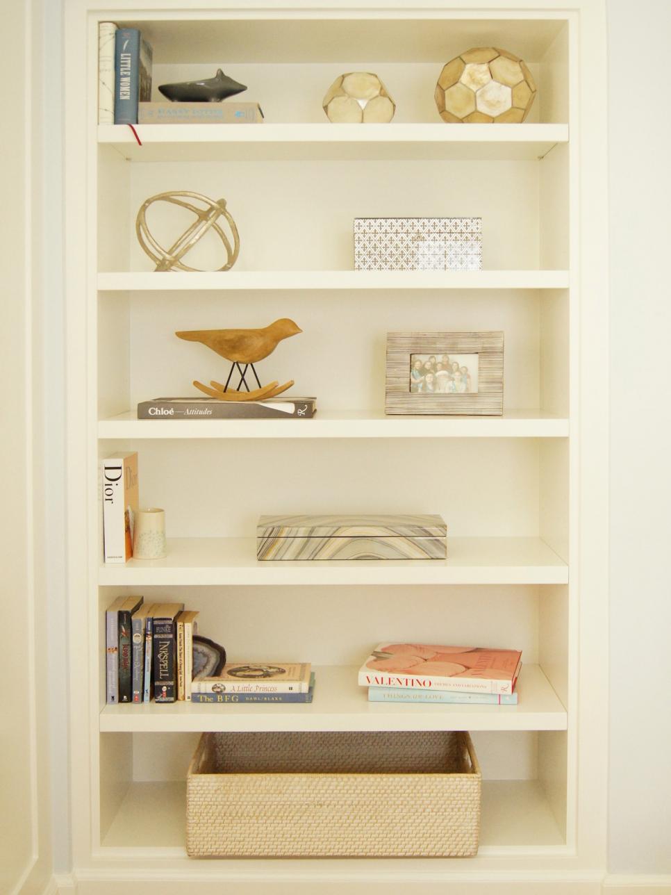 Transitional Bedroom Bookcase White Built-In Bookcase