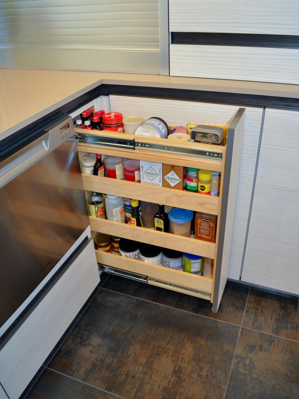 Contemporary Pullout Spice-Rack Cabinet Drawer