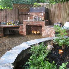 Brick Outdoor Bar With Fireplace
