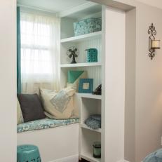 Built-In Window Seat With Open Shelves