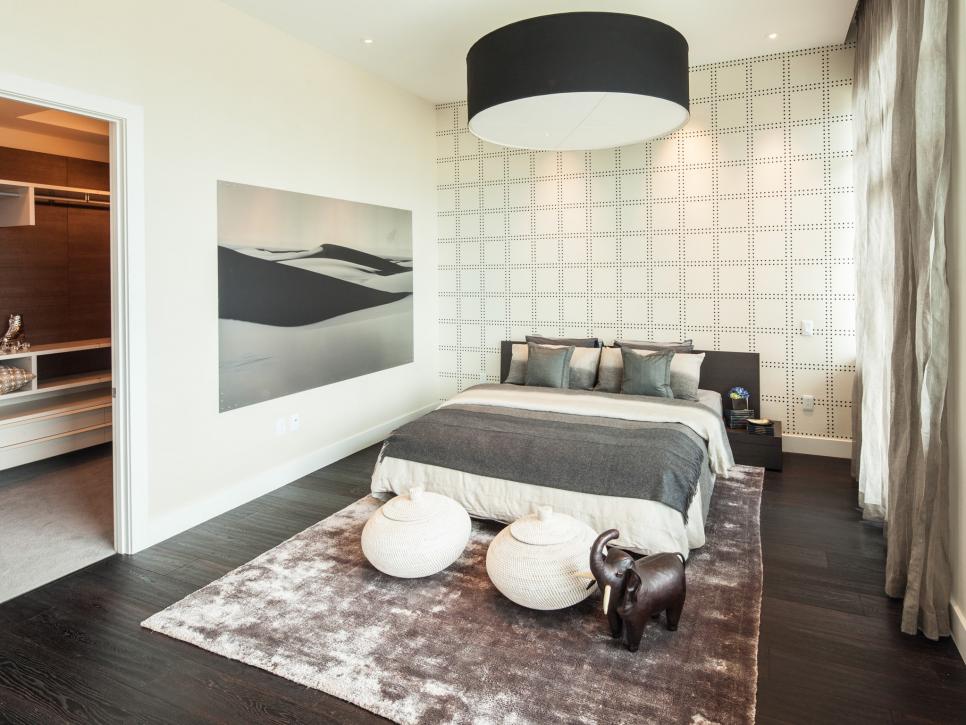 Contemporary White Master Bedroom With Soft Gray Accents
