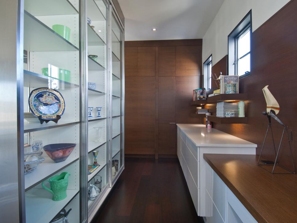Contemporary Kitchen Office With Display Shelving