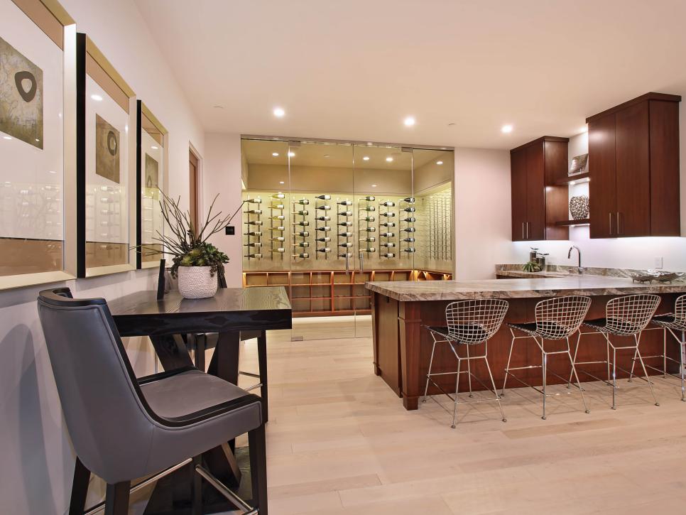 Basement With Wine Cellar and Wet Bar