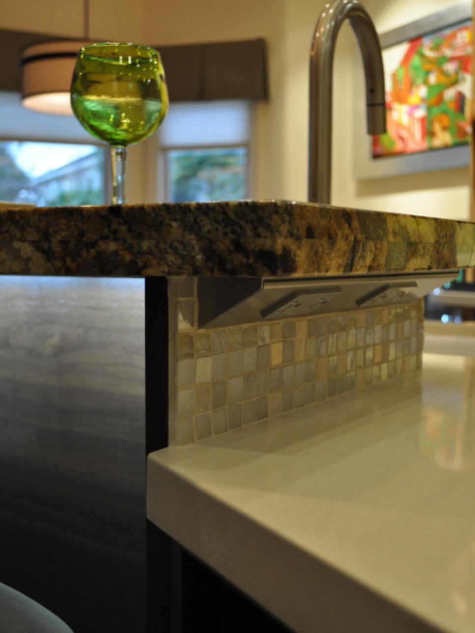 Mosaic Tile With Granite and Quartz Kitchen Countertop