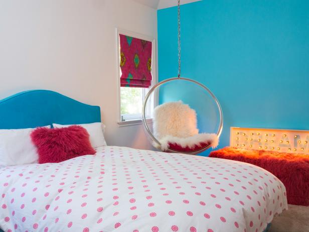 Teen Girl's Bedroom With Hanging Bubble Chair Teen Girl's Bedroom With Hanging Bubble Chair