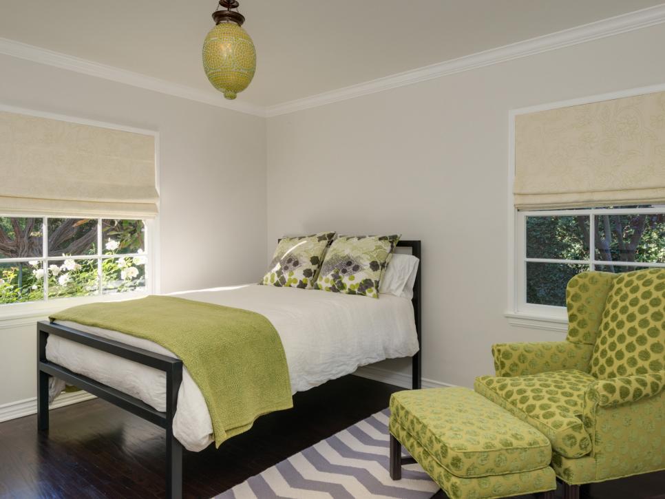Guest Bedroom With Green Accents