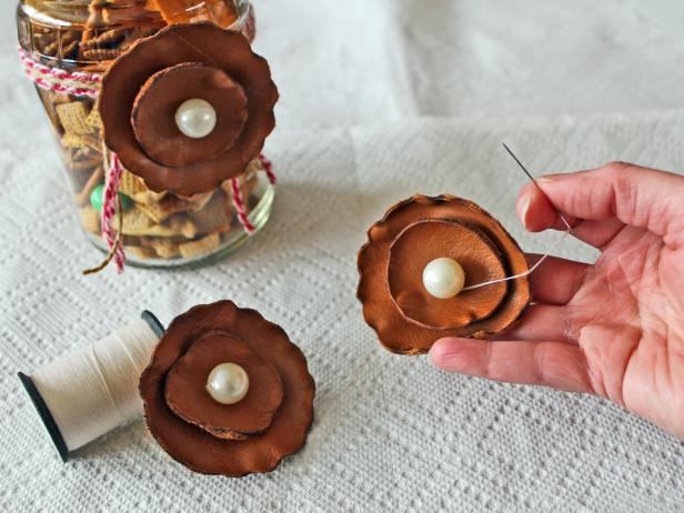 Use Needle and Thread to Sew Bead to Leather