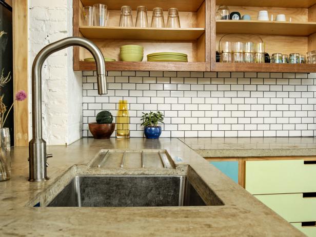 Concrete Countertops in Eclectic Neutral Kitchen Concrete Countertops in Eclectic Neutral Kitchen