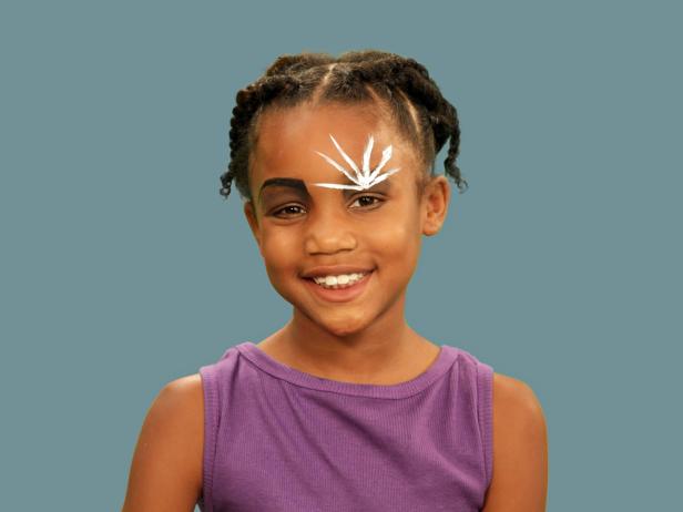 Create a spider web over one eye. Using white face paint and a thin craft brush, start just above the crease in the eyelid and draw lines up and outward.