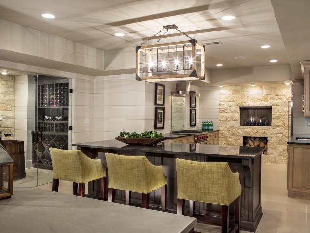 Basement Kitchen With Wine Cellar 