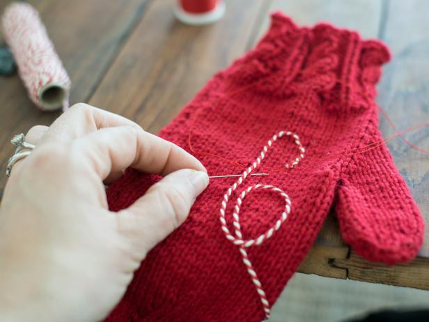 Adding Baker's Twine Monogram to Red Mitten Adding Baker's Twine Monogram to Red Mitten
