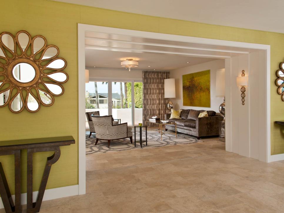Living Room Entrance with Vibrant Yellow Walls