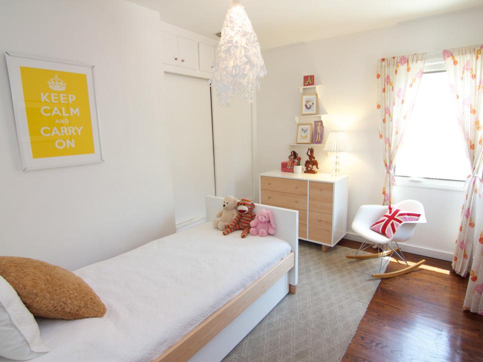 White, Modern Kid's Room With Modern Bed and Dresser