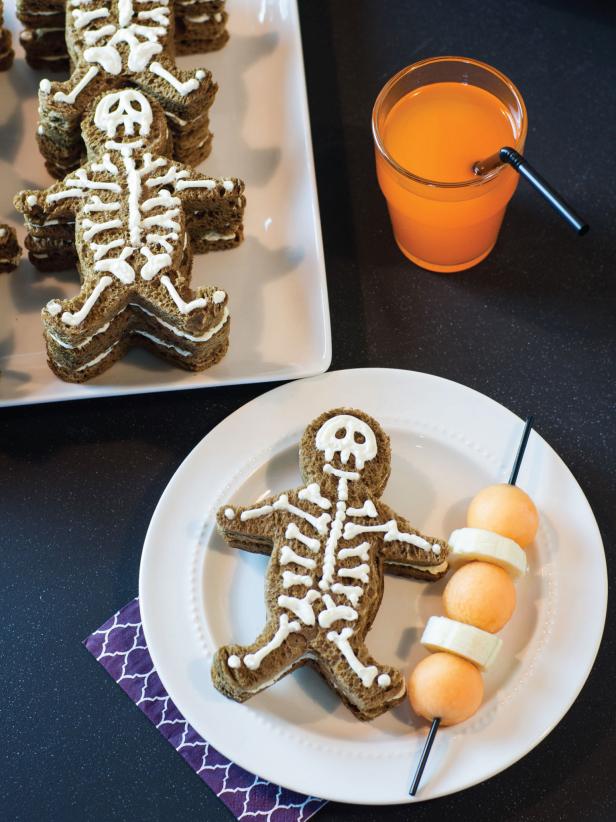 Skeleton Sandwich with Juice and Fruit 