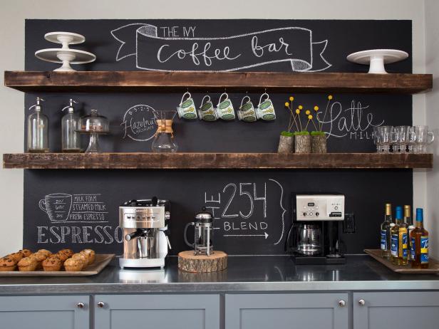 Home Coffee Bar With Chalkboard Wall Home Coffee Bar With Chalkboard Wall