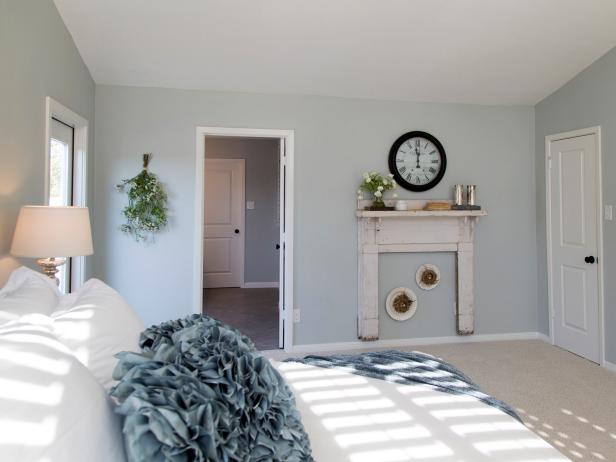 Cottage-Style Bedroom With Upcycled White Fireplace Mantel Cottage-Style Bedroom With Upcycled White Fireplace Mantel