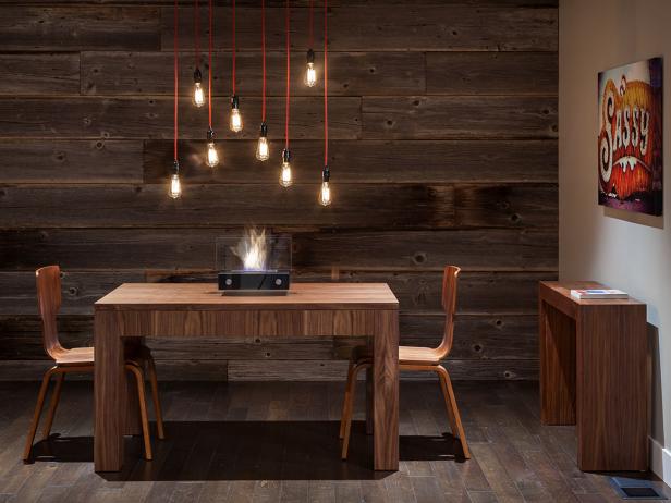 Rustic Dining Room with Modern Pendant Lights Rustic Dining Room with Modern Pendant Lights