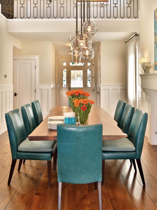 Blown Glass Pendants and Live-Edge Dining Table Blown Glass Pendants and Live-Edge Dining Table