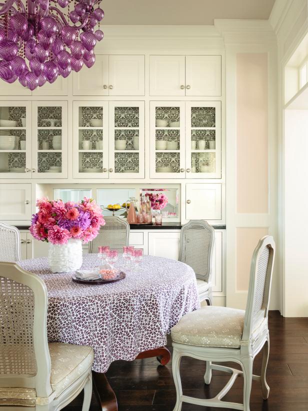 Contemporary Dining Room With Purple Chandelier Contemporary Dining Room With Purple Chandelier