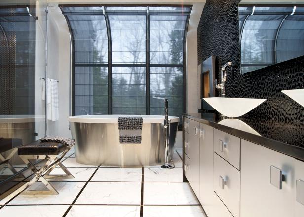 Contemporary Bathroom With Silver Tub Contemporary Bathroom With Silver Tub