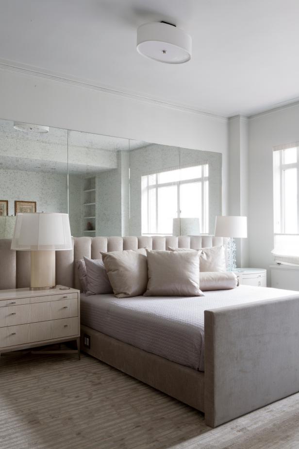 White Bedroom With Mirrored Accent Wall White Bedroom With Mirrored Accent Wall