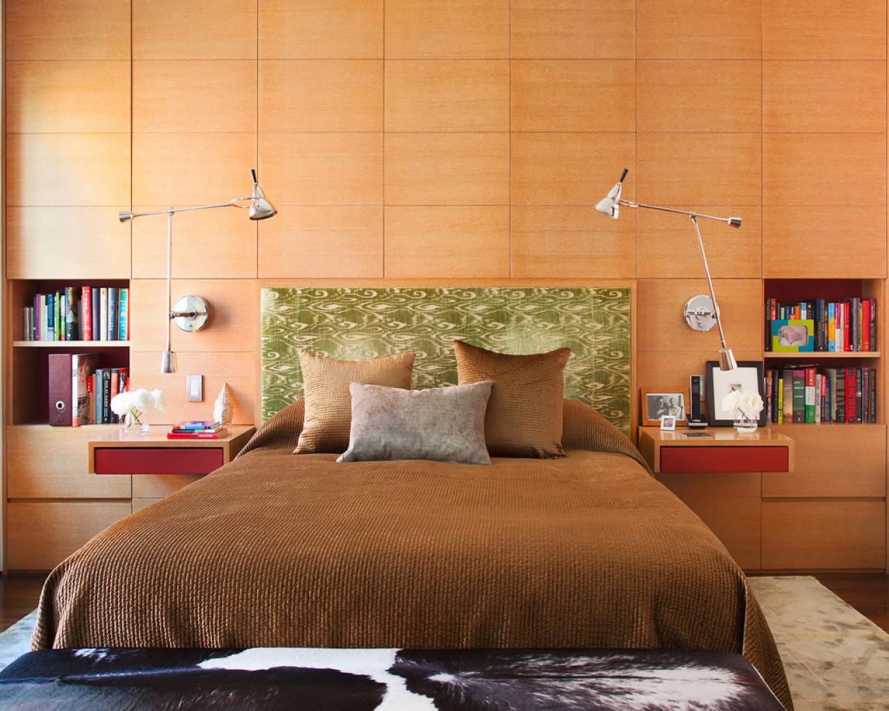 Brown Contemporary Bedroom With Wood Paneling HGTV