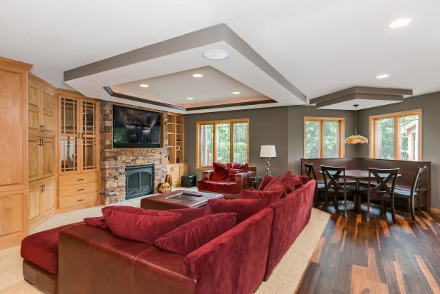 Stunning Red Couch, Armchair & Ottoman Wow In A Basement Home Theater Stunning Red Couch, Armchair & Ottoman Wow In A Basement Home Theater