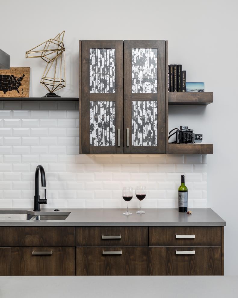HIp Cabinet with Floating Shelves in Modern Urban Kitchen 