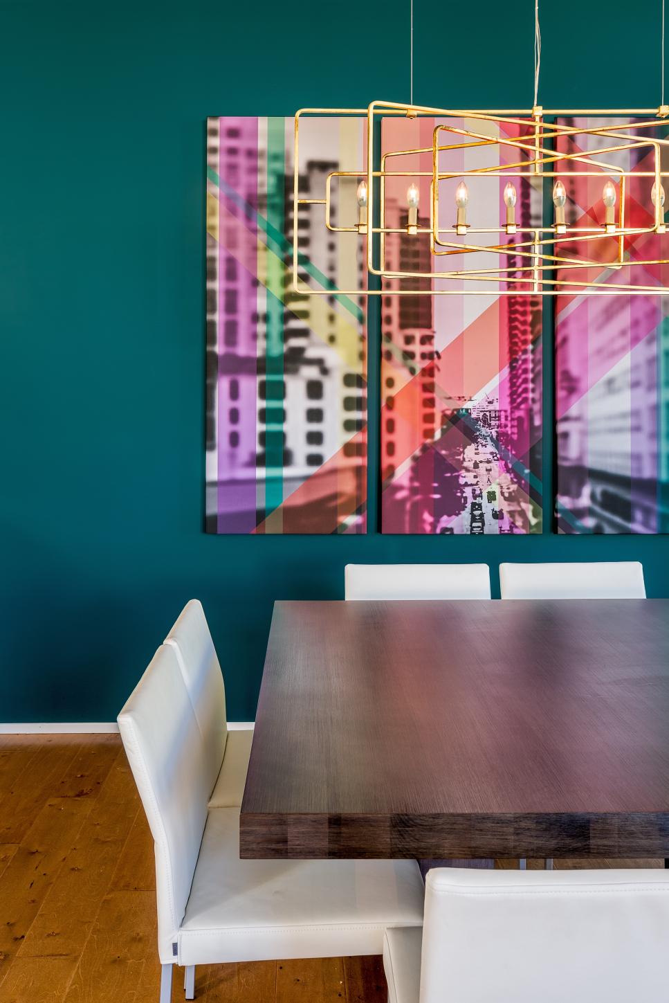 Teal Dining Room With Abstract Art Teal Dining Room With Abstract Art