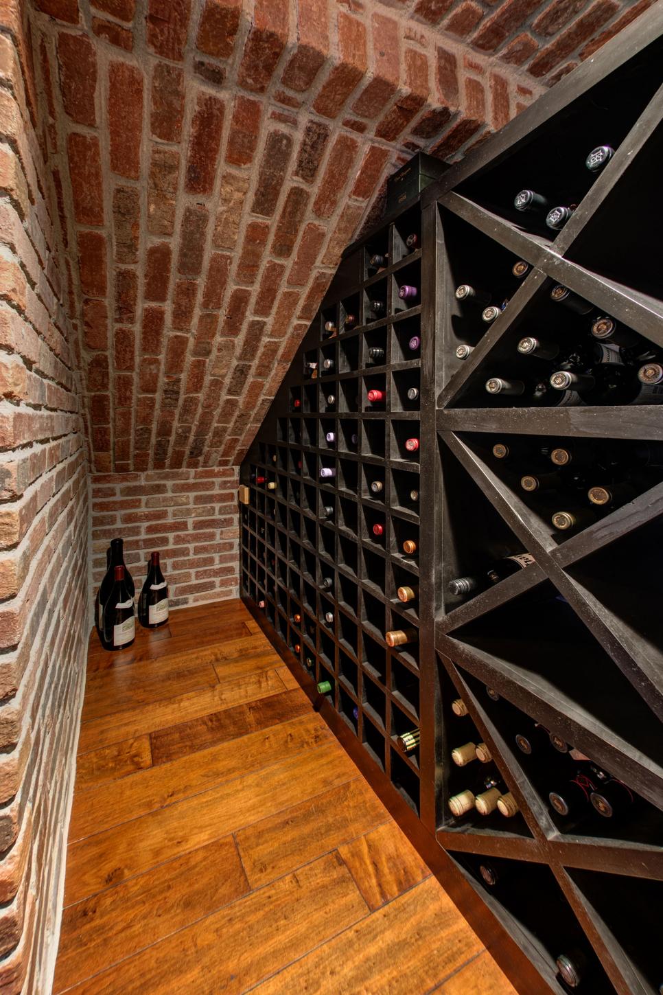 Basement Wine Cellar With Exposed Red Brick Wall Basement Wine Cellar With Exposed Red Brick Wall