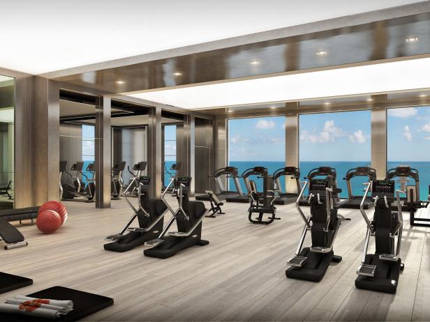 Modern Fitness Center Overlooking Ocean Modern Fitness Center Overlooking Ocean