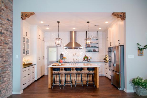 Kitchen With Large Center Island and Industrial Pendant Lights Kitchen With Large Center Island and Industrial Pendant Lights