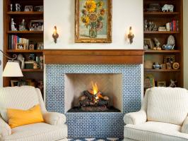 Spanish Tile Living Room Fireplace