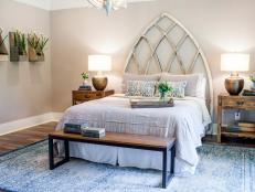 Repurposed Church Window Creates Focal Point in Newly Renovated Master Bedroom