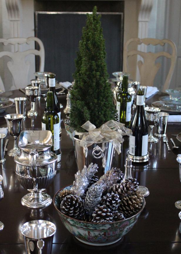 Evergreens on Holiday Table Evergreens on Holiday Table