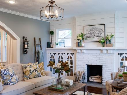 In the Living Room: A Cozy Fireplace