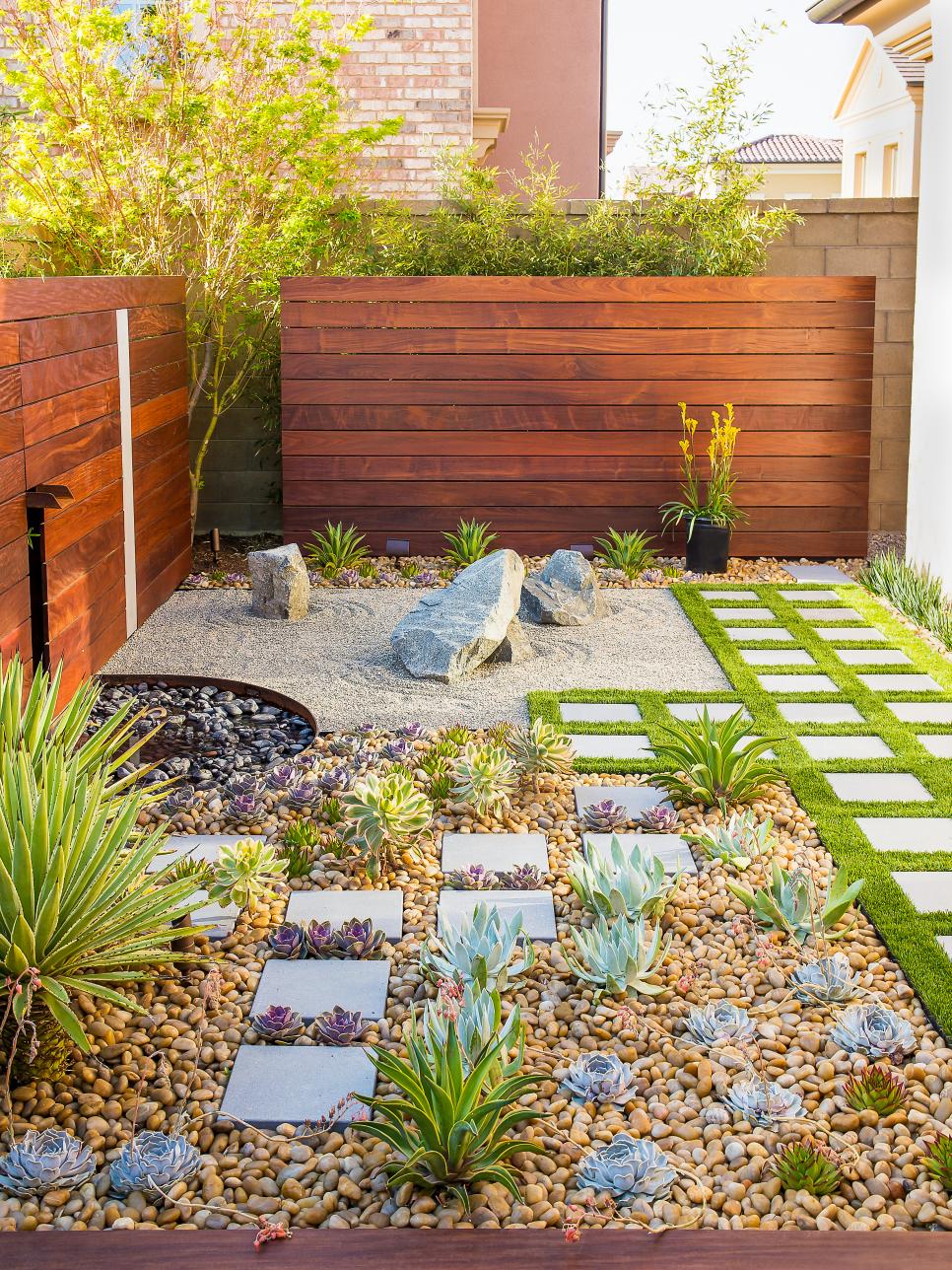 California Zen Rock Garden With Ipe Wood Water Feature HGTV Ultimate